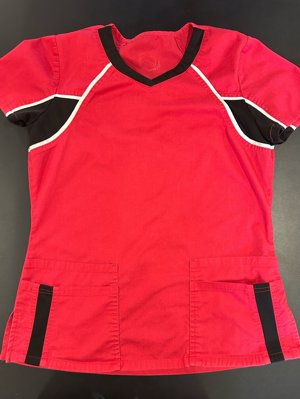 HealthPro Scrub Top in Red with Black Accents